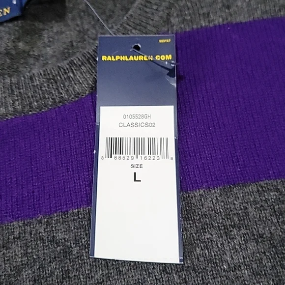 NWT Ralph Lauren Polo 100% Merino Wool Crewneck Stripe Sweater